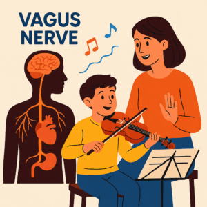 Boy Having a Violin Lesson with Demonstration of Vagus Nerve