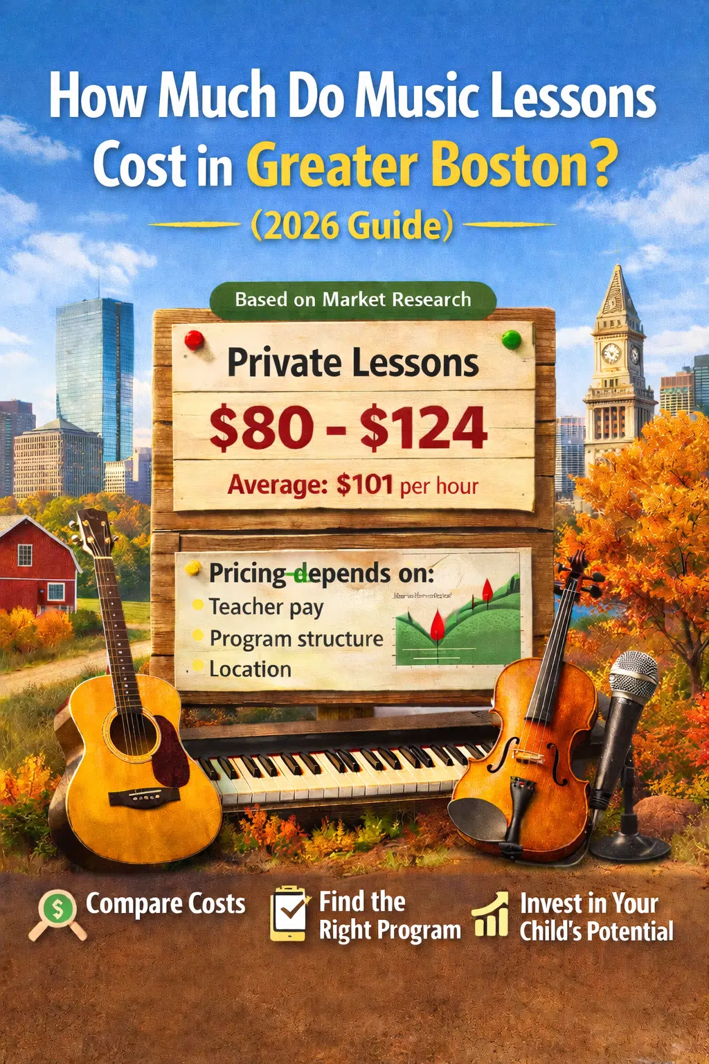 What music lessons cost in Greater Boston 2026